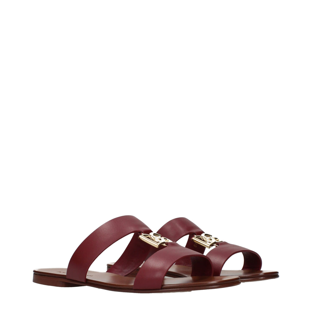 Dolce & Gabbana Red Leather Slippers