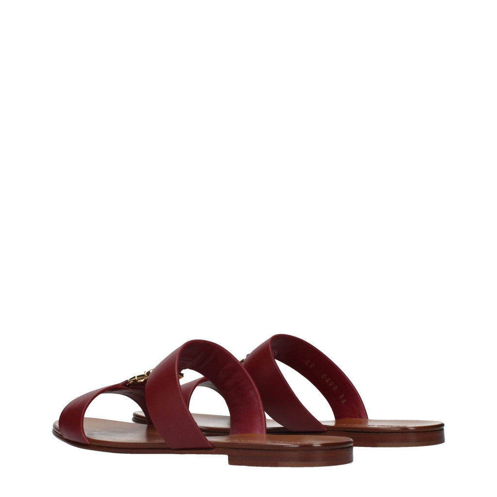 Dolce & Gabbana Red Leather Slippers