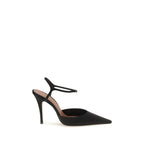 Amina Muaddi Black Satin High Heel Pumps