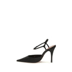 Amina Muaddi Black Satin High Heel Pumps