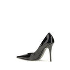 Amina Muaddi Black Calf Leather Bos Taurus High Heel Pumps