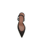 Amina Muaddi Black Fabric Stiletto Heel Sandals