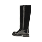 Dolce & Gabbana Black Calf Leather Bos Taurus Flat Boots