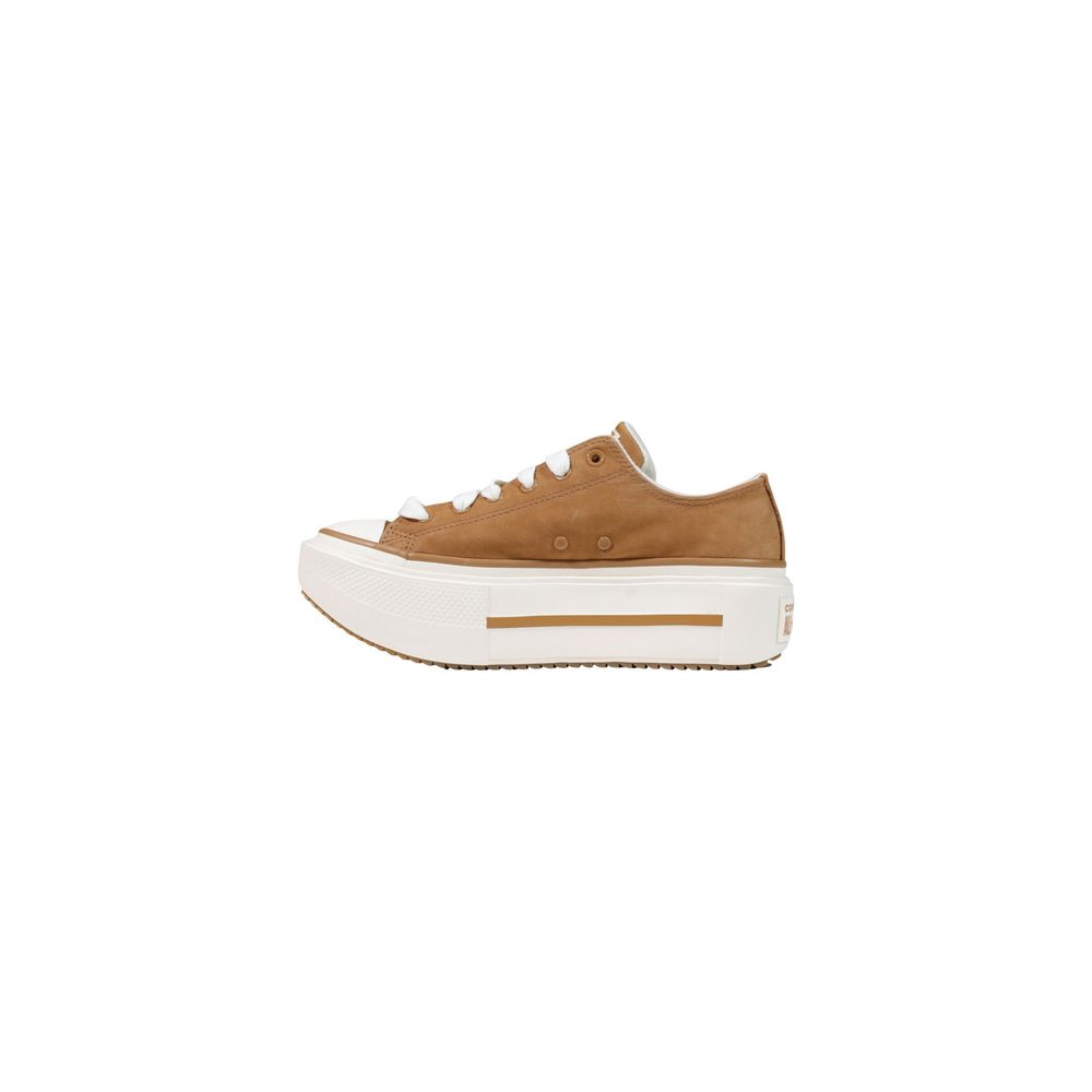 Converse Beige Leather Platform Sneakers