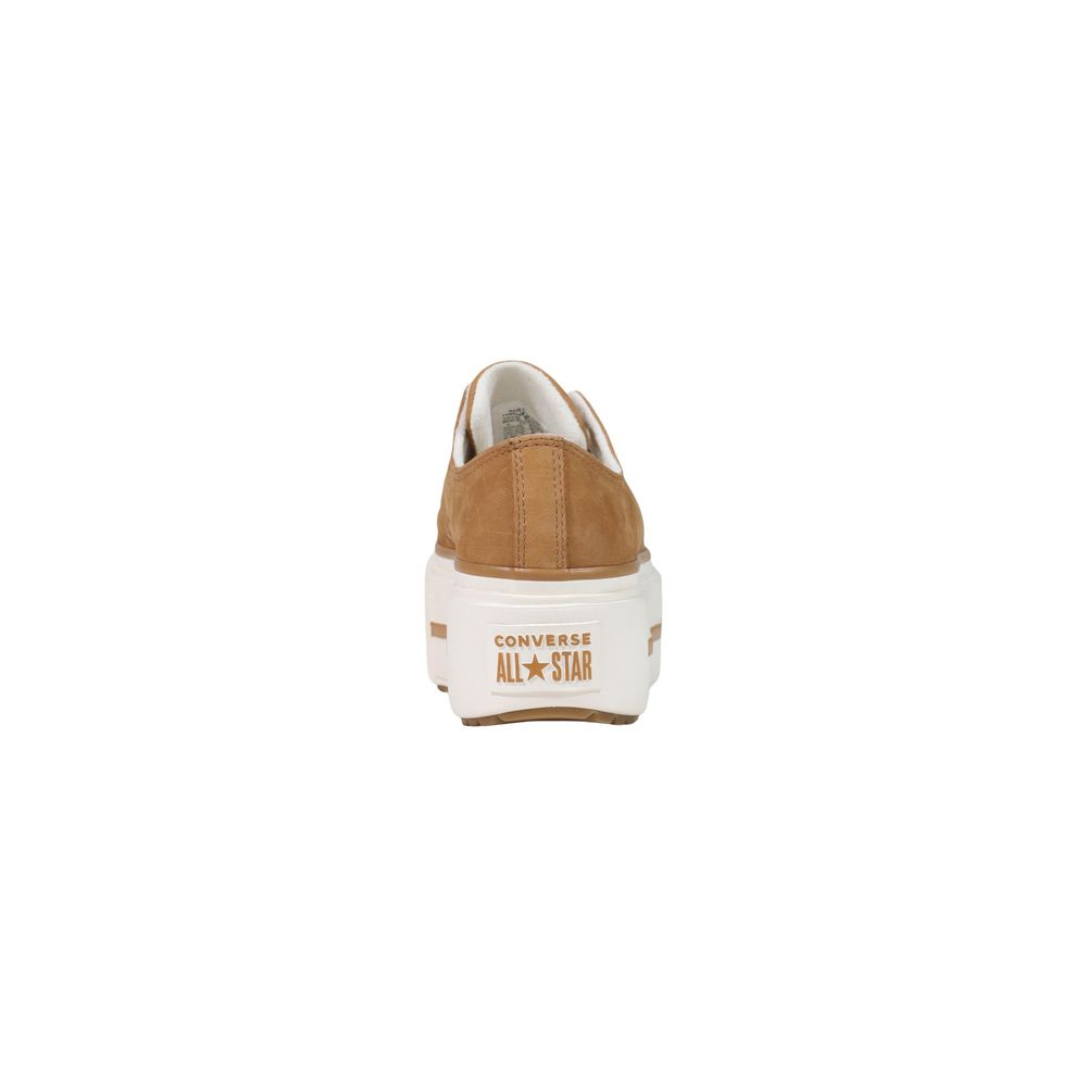 Converse Beige Leather Platform Sneakers
