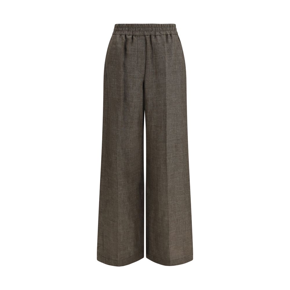 Brunello Cucinelli Brown Linen Casual Pants