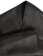 Dolce & Gabbana Black Satin Silk Fringed Lace Stole Scarf