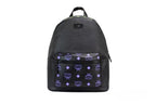 MCM Color Splash Visetos Black Green Purple Medium Mixed Leather Backpack Bookbag