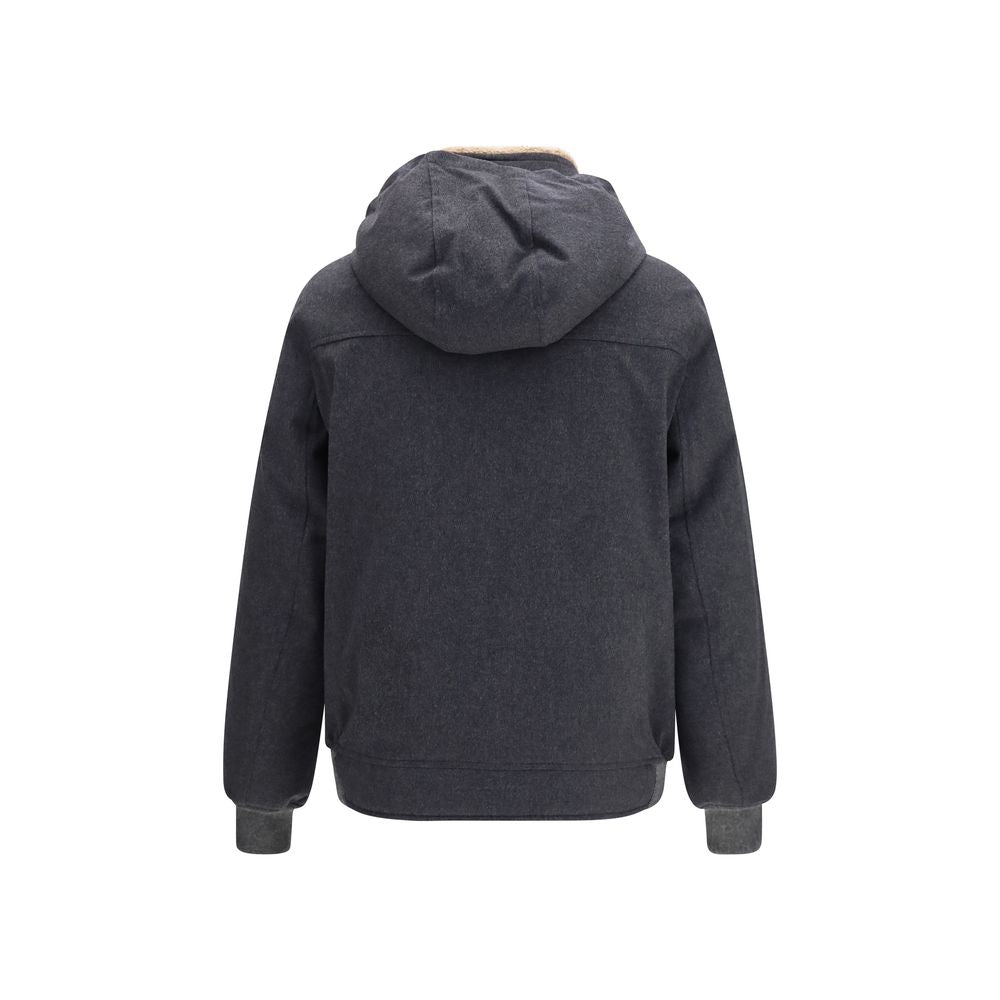 Brunello Cucinelli Gray Wool Oves Aries Full-Length Jacket