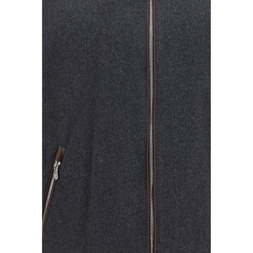 Brunello Cucinelli Gray Wool Oves Aries Full-Length Jacket