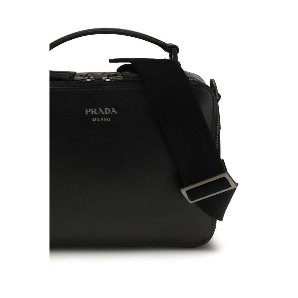 Prada Black Calf Leather Bos Taurus Shoulder Bag