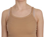 PINK MEMORIES Beige Sleeveless Spaghetti Strap Tank Blouse