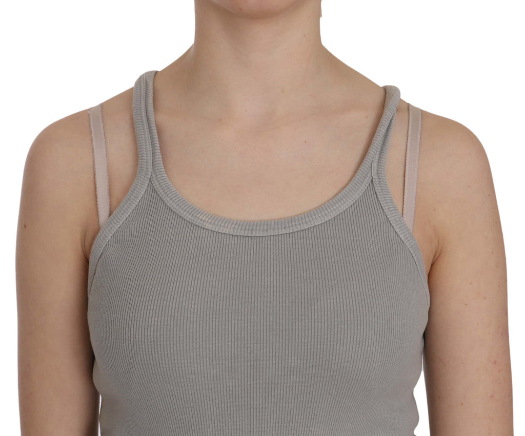 PINK MEMORIES Grey Sleeveless Spaghetti Strap Shirt