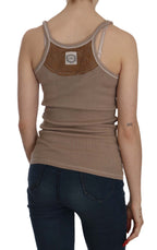PINK MEMORIES Brown Sleeveless Spaghetti Strap Tank Blouse