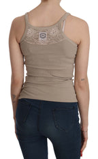 PINK MEMORIES Brown Sleeveless Spaghetti Strap Top Blouse