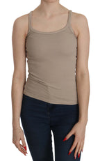 PINK MEMORIES Brown Sleeveless Spaghetti Strap Top Blouse