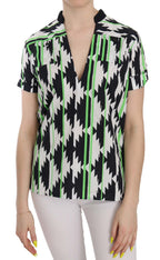 Costume National Multi Color Plunging Top Blouse