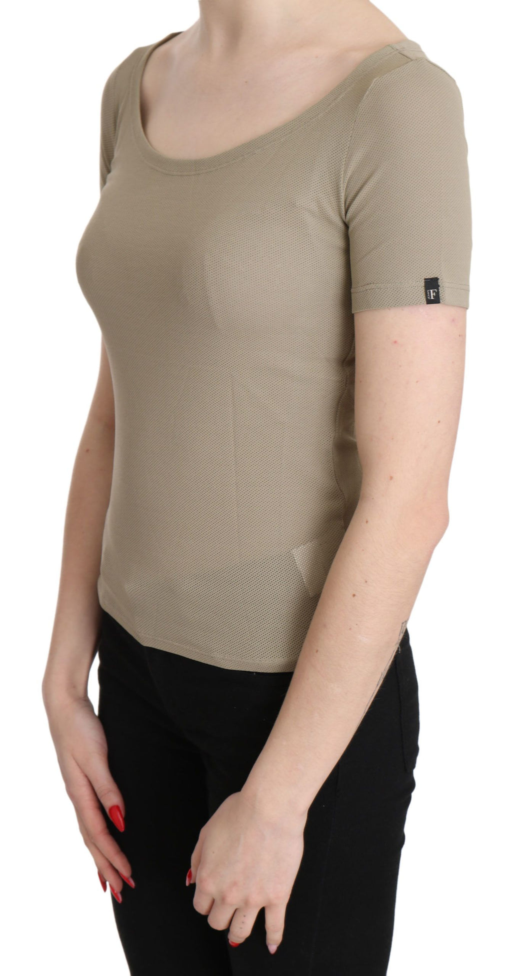 GF Ferre Gray 100% Nylon Short Sleeve Casual Tank Top Blouse
