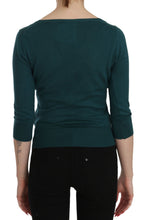PINK MEMORIES Blue Green Cotton 3/4 Sleeve Cardigan Top Blouse