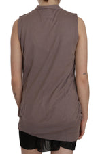 PINK MEMORIES Brown 100% Cotton Sleeveless Cardigan Top Vest