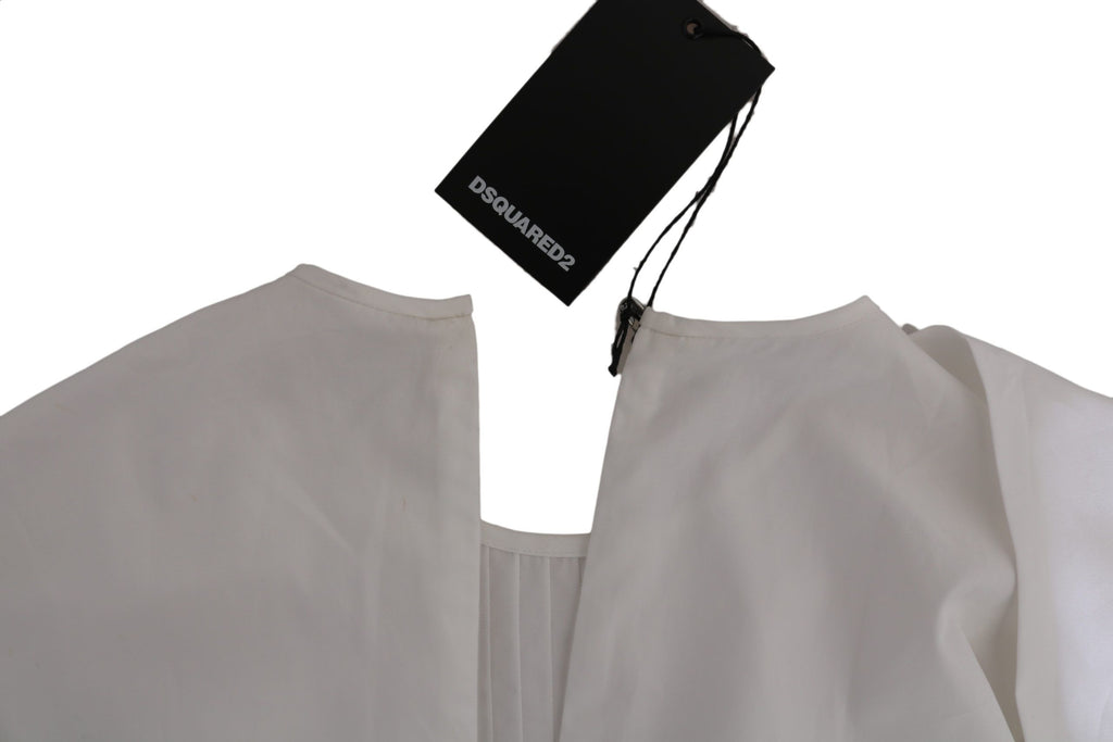 Dsquared² White Crew Neck Long Sleeve Cotton Blouse