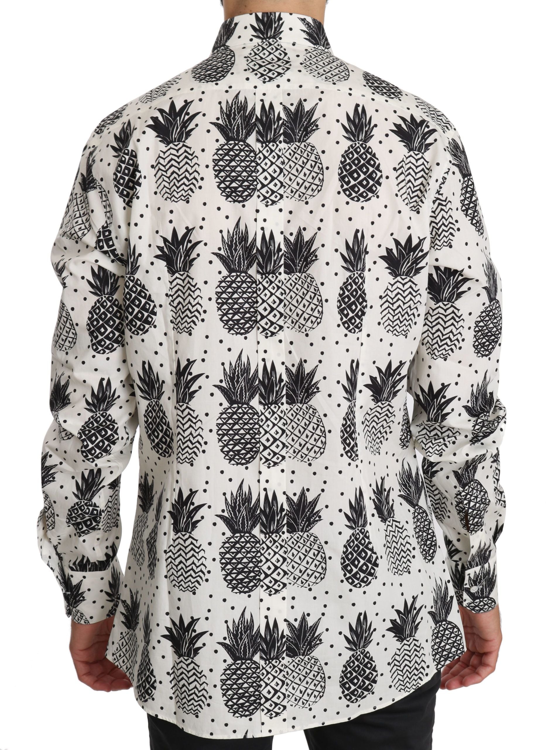 Dolce & Gabbana White Pineapple Cotton Top Shirt