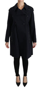 Dolce & Gabbana Coat Blue Cotton Women Trench Jacket