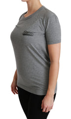 Dolce & Gabbana Gray Crewneck Amore Patch Cotton Top T-shirt