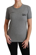 Dolce & Gabbana Gray Crewneck Amore Patch Cotton Top T-shirt