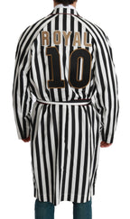 Dolce & Gabbana Black Coat Nightgown  White Cotton Robe