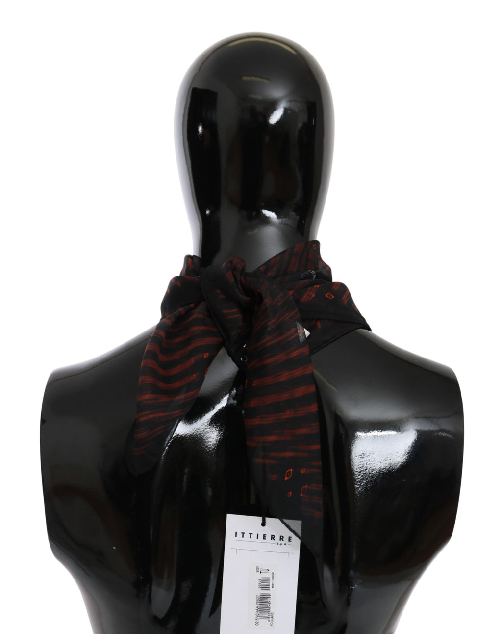 Costume National Black Orange 100% Silk Branded Scarf