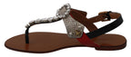 Dolce & Gabbana Leather Ayers Crystal Sandals Flip Flops Shoes