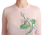 Dolce & Gabbana Pink Floral Silk Cashmere Pullover Sweater