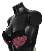 Roberto Cavalli Black Pink Lace Push Up Bra Underwear