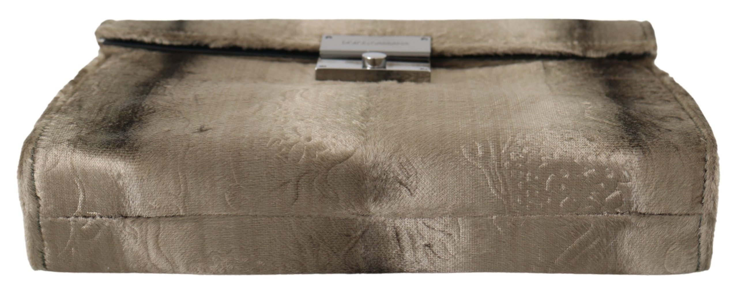 Dolce & Gabbana Beige Velvet Floral Leather Men Document Briefcase