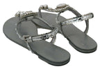 Dolce & Gabbana Silver Crystal Sandals Flip Flops Shoes