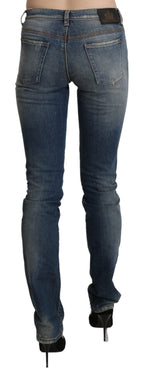 Ermanno Scervino Blue Washed Mid Waist Skinny Denim Jeans
