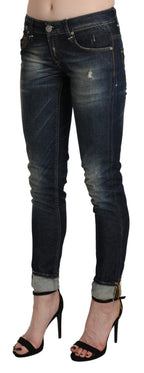 Acht Blue Washed Low Waist Skinny Cropped Denim Pant