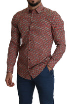Dolce & Gabbana Red Printed Knight Formal Dress MARTINI Shirt