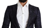 Dolce & Gabbana Blue Floral Jacquard Silk Coat MARTINI Blazer