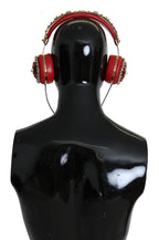 Dolce & Gabbana FRENDS Leather Red Floral Crystal Headset Headphones