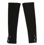 Dolce & Gabbana Black Leather Crystal Beaded Finger Free Gloves