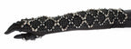 Dolce & Gabbana Black Leather Crystal Beaded Finger Free Gloves