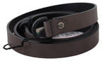 Costume National Brown Leather Skinny Round Buckle Belt
