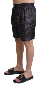 Dolce & Gabbana Black Polka Dot Print Beachwear Swimwear