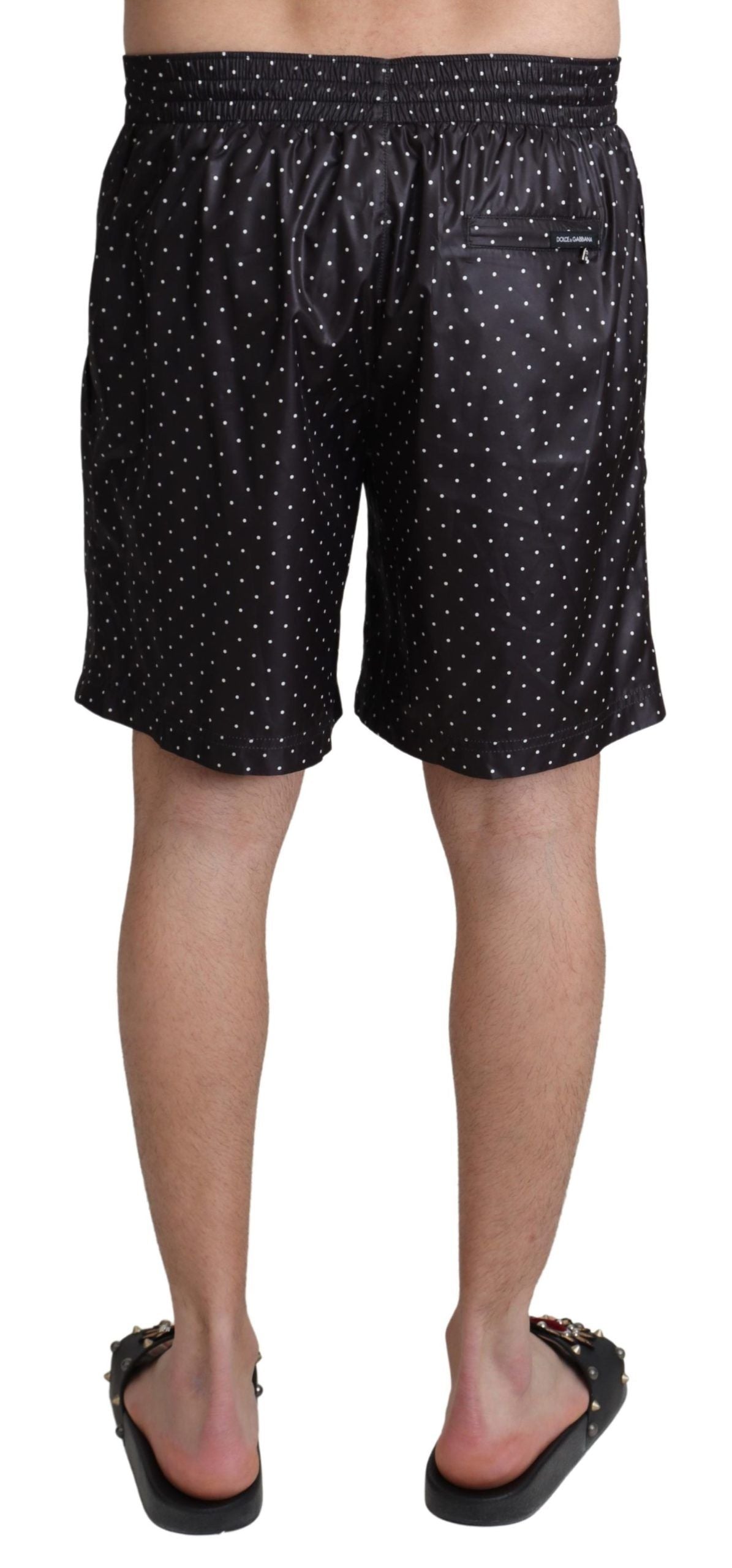 Dolce & Gabbana Black Polka Dot Print Beachwear Swimwear