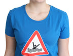 Moschino Blue Cotton Swim Graphic Triangle T-shirt