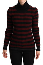 Dolce & Gabbana Black Red Striped Wool Pullover Sweater