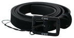 Costume National Black Leather Velvet Square Buckle Waist