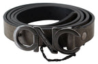 Costume National Dark Brown Leather Letter Logo Buckle Belt